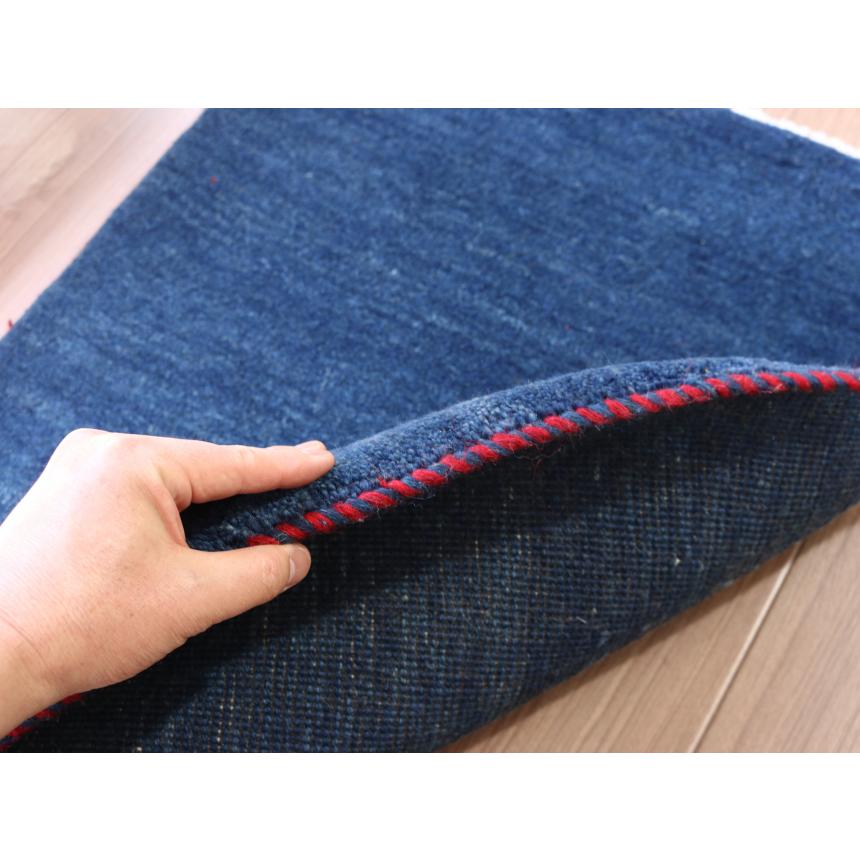 ギャッベ イラン産手織り 92x62cm ネイビーブルー　紺　玄関マット | ブランド登録なし | 04