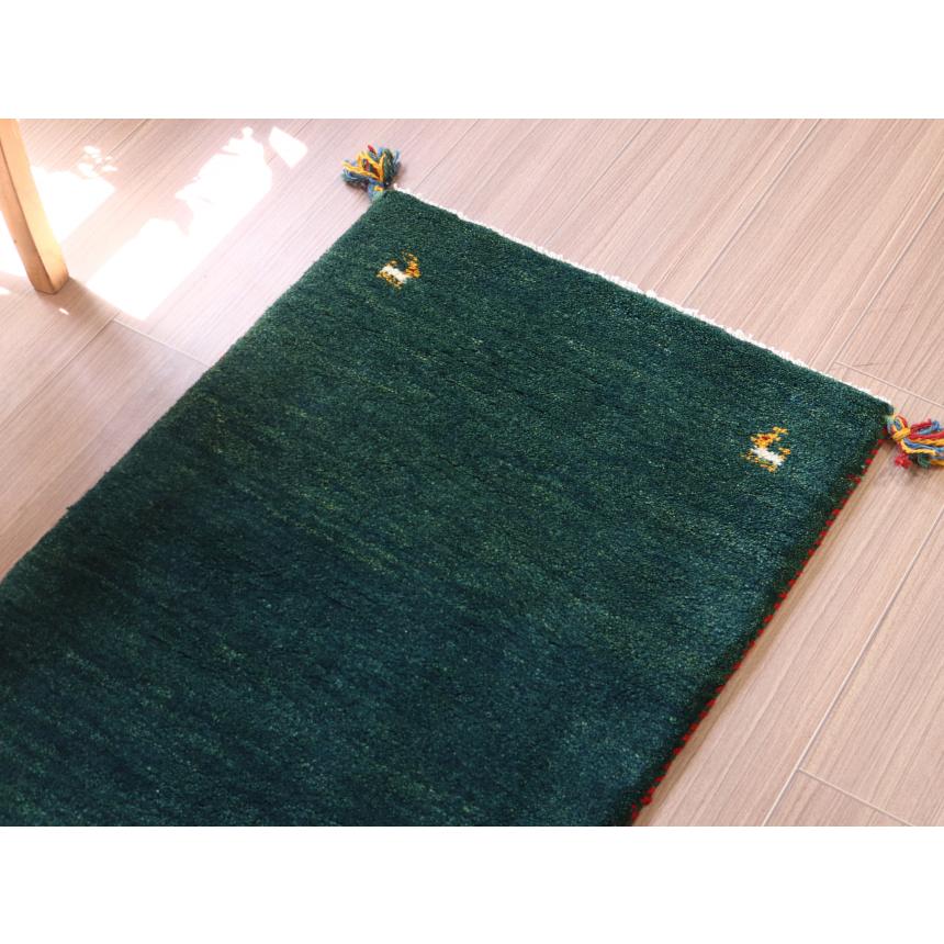 ギャベ イラン産手織り 86x56cm 玄関マット　深いグリーン　無地　シンプル | ブランド登録なし | 02