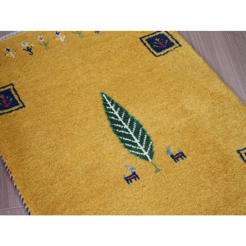 ギャッベ 手織り イラン産 86x62cm イエロー　玄関マット　黄色　生命の木 | ブランド登録なし | 02