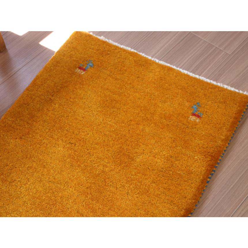 ギャッベ 手織り イラン産 88x62cm 玄関マット　オレンジ　無地　シンプル | ブランド登録なし | 02