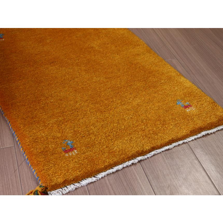 ギャッベ 手織り イラン産 88x62cm 玄関マット　オレンジ　無地　シンプル | ブランド登録なし | 03