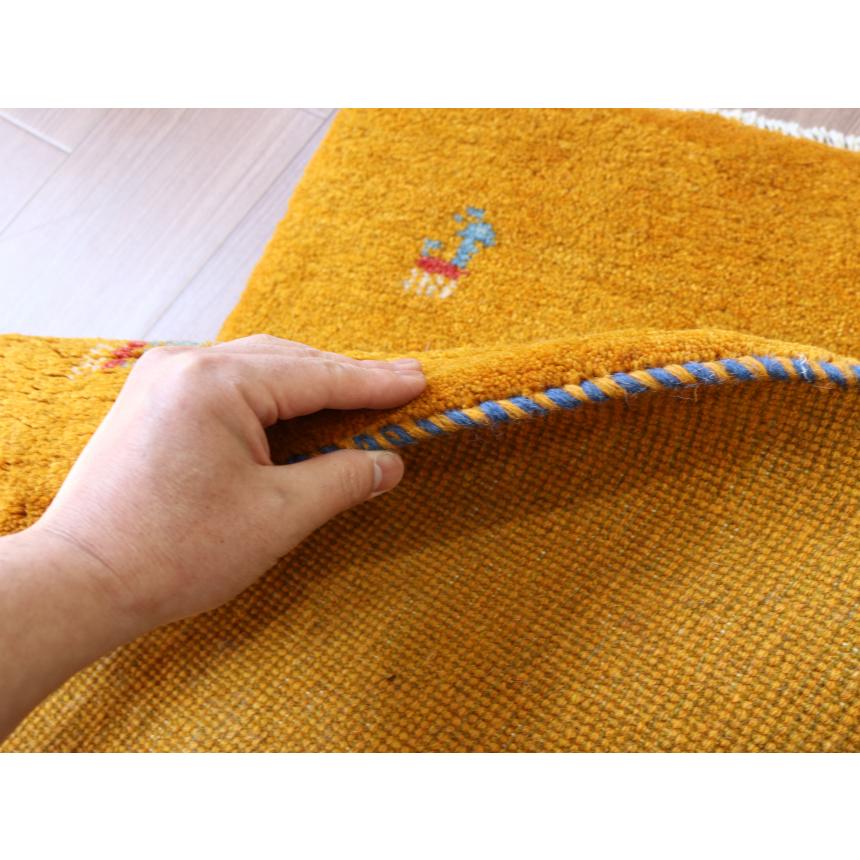 ギャッベ 手織り イラン産 88x62cm 玄関マット　オレンジ　無地　シンプル | ブランド登録なし | 04