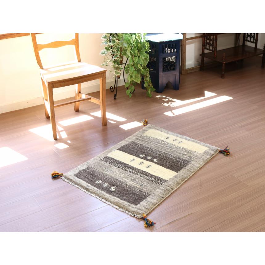 ギャッベ イラン産手織り 90x61cm グレーグラデーション　玄関マット | ブランド登録なし | 01