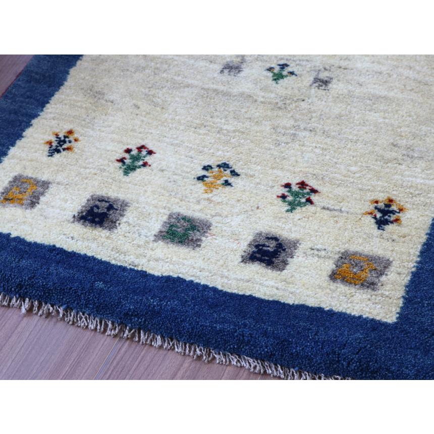 ギャッベ イラン産手織り 85x63cm ナチュラルアイボリー＆ブルー　玄関マット | ブランド登録なし | 03