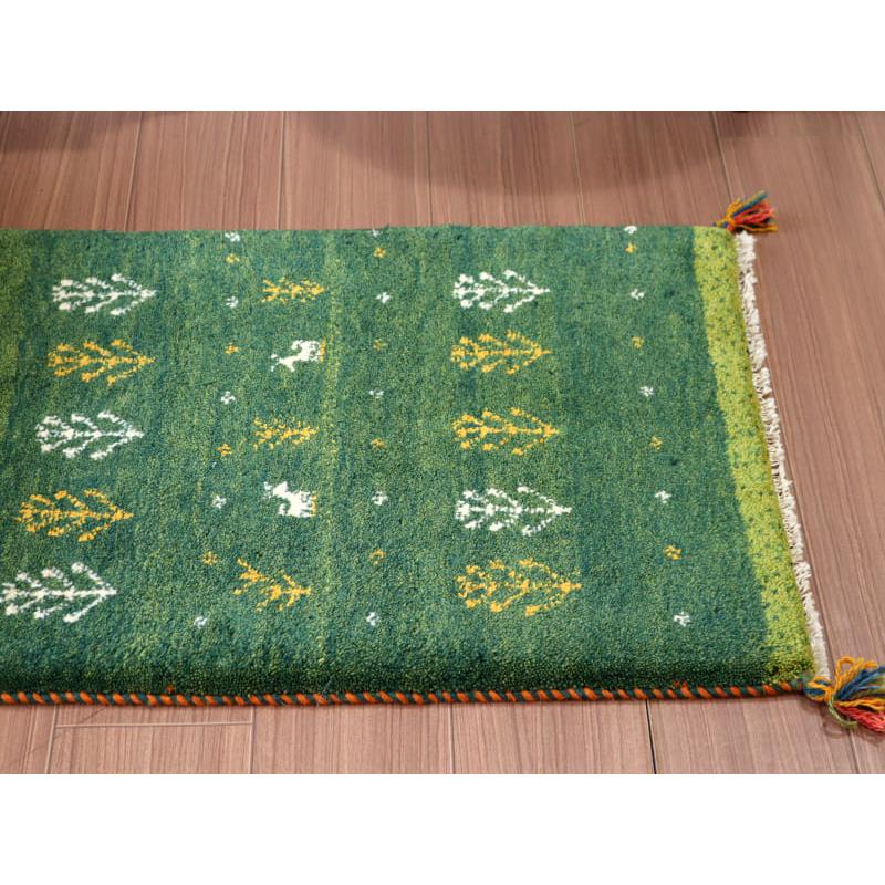 ギャッベ 手織り イラン産 87x62cm グリーン 生命の木と動物 | ブランド登録なし | 02