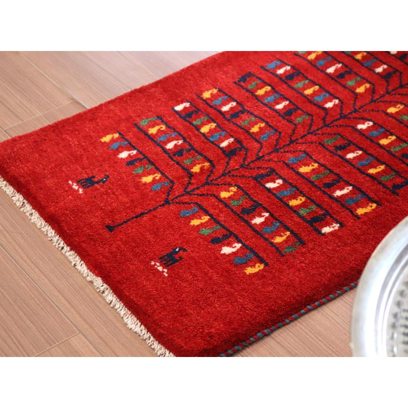 ギャッベ 手織り イラン産 90x63cm 生命の木 レッド | ブランド登録なし | 02