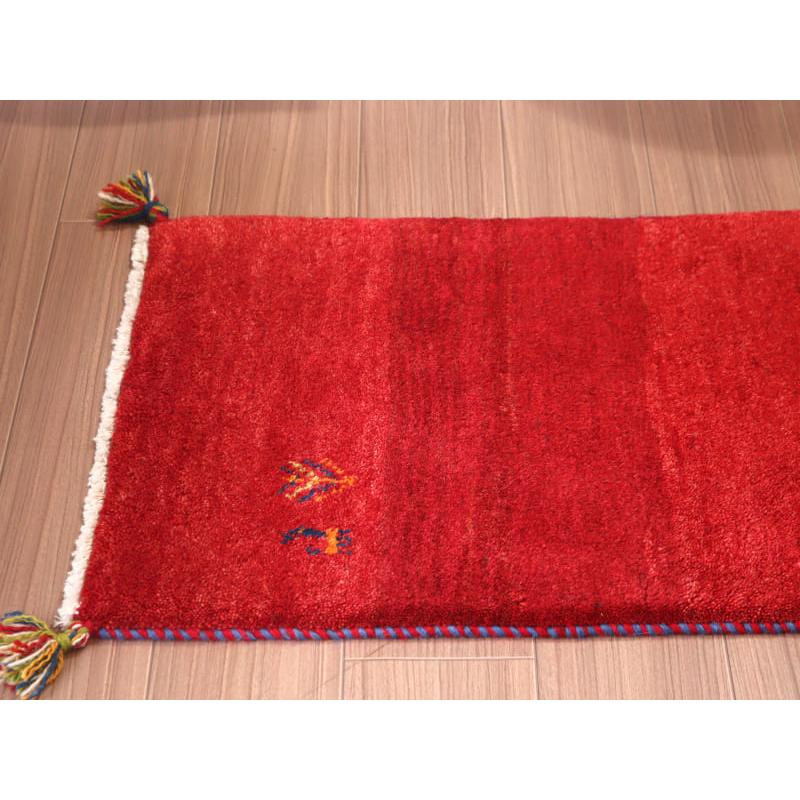 ギャッベ 手織り イラン産 85x58cm レッド 動物と植物 | ブランド登録なし | 02