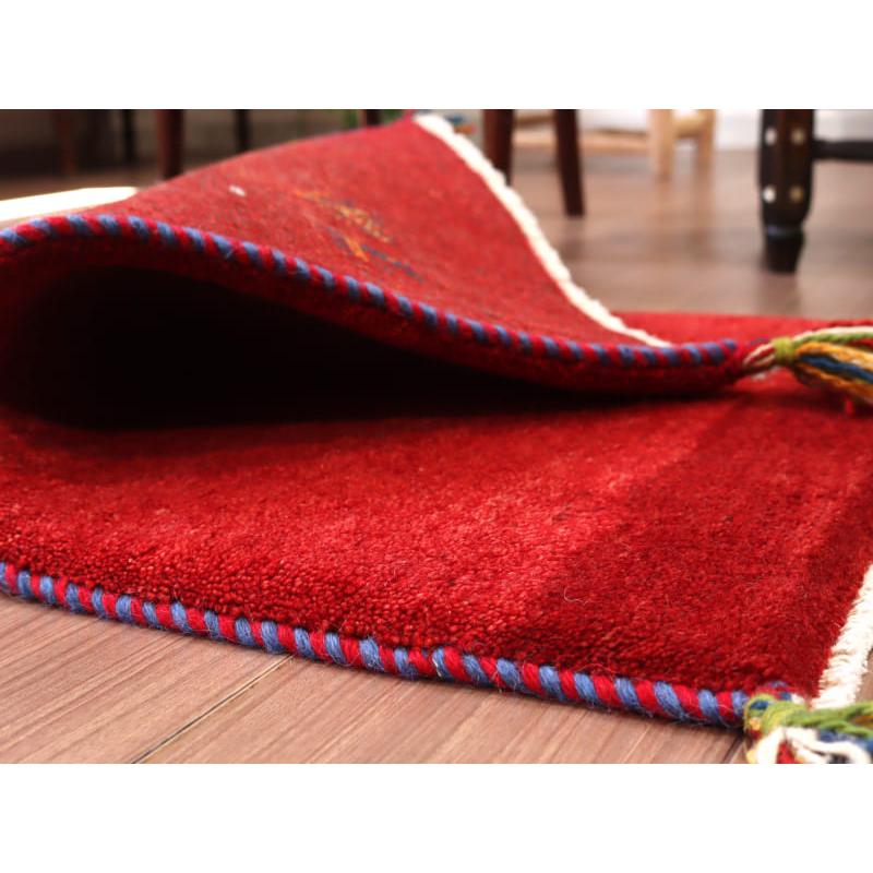 ギャッベ 手織り イラン産 85x58cm レッド 動物と植物 | ブランド登録なし | 03