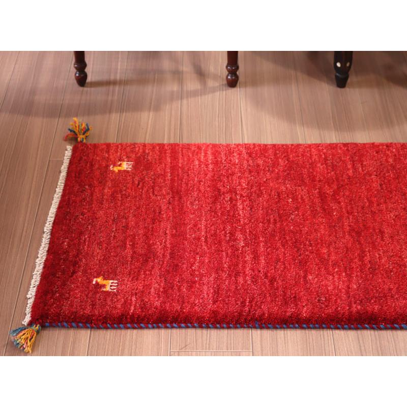 ギャッベ 手織り イラン産 93x62cm シンプルモチーフ レッド | ブランド登録なし | 02