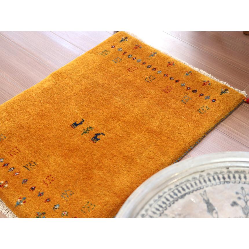 ギャッベ 手織り イラン産 84×64cm 玄関マット イエロー |  | 02