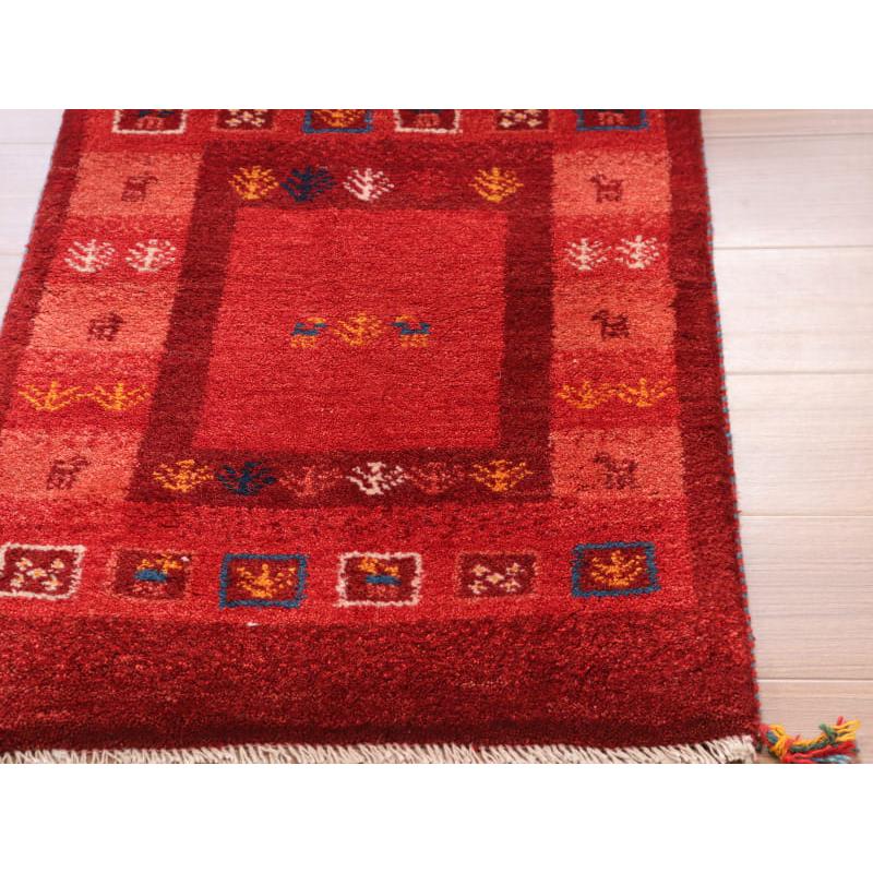 ギャッベ 手織り イラン産 88x62cm タイルデザイン レッド | ブランド登録なし | 02