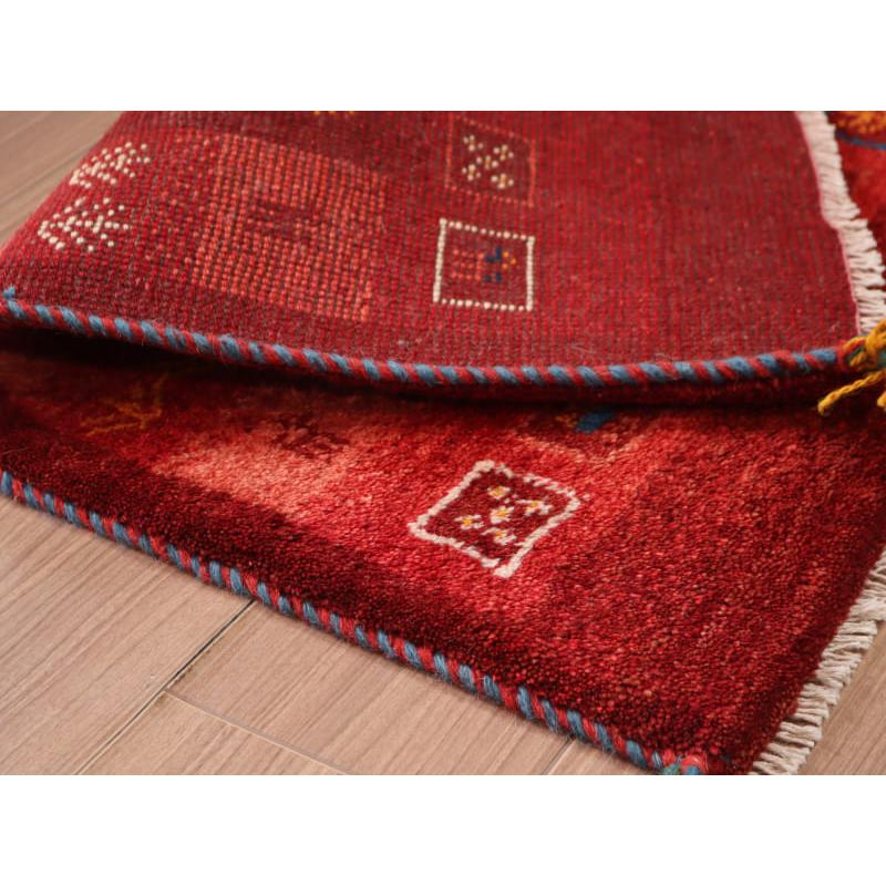 ギャッベ 手織り イラン産 88x62cm タイルデザイン レッド | ブランド登録なし | 03