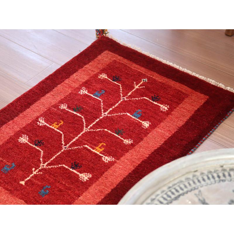 ギャッベ 手織り イラン産 88x62cm 生命の木 レッド | ブランド登録なし | 02
