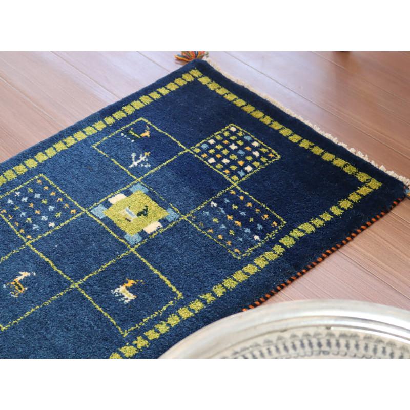 ギャッベ 手織り イラン産 90x62cm ブルー&グリーン | ブランド登録なし | 02