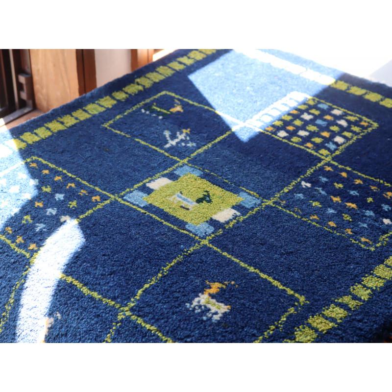 ギャッベ 手織り イラン産 90x62cm ブルー&グリーン | ブランド登録なし | 03