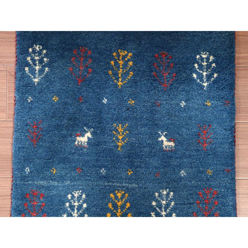 ギャッベ 手織り イラン産 88x62cm ブルー 植物と動物 | ブランド登録なし | 02