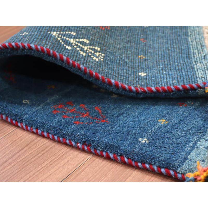 ギャッベ 手織り イラン産 88x62cm ブルー 植物と動物 | ブランド登録なし | 03