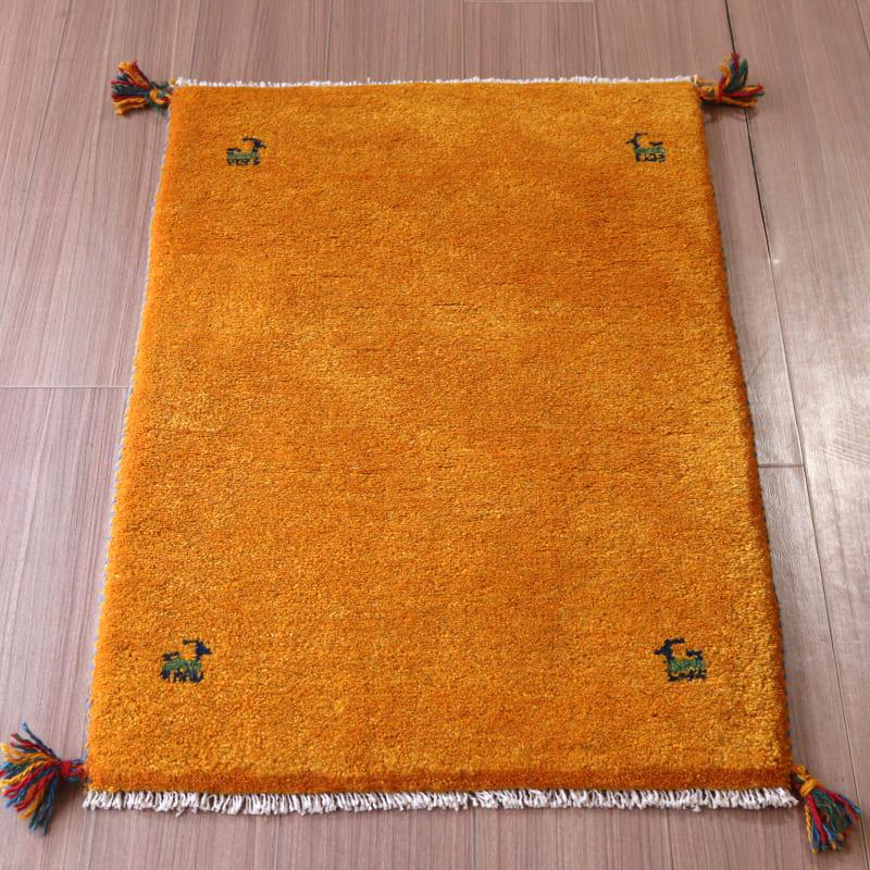 ギャッベ 手織り イラン産 88x62cm 玄関マット イエロー | ブランド登録なし