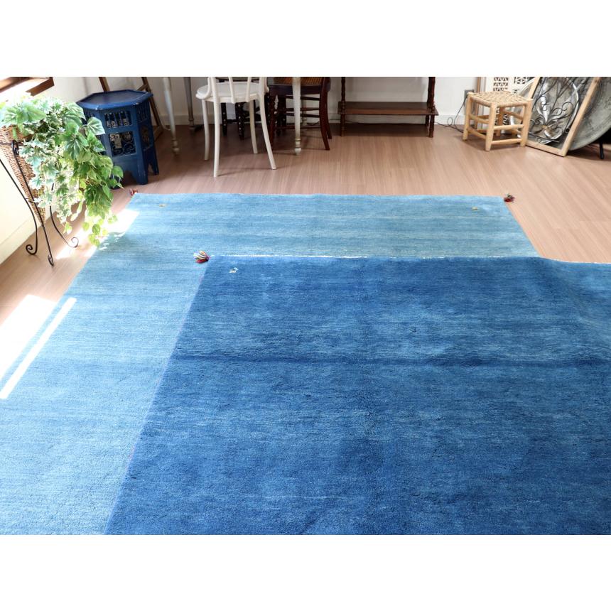 ギャベ ギャッベ イラン産手織り  243x203cm 無地　シンプルなブルーグラデーション | ブランド登録なし | 14