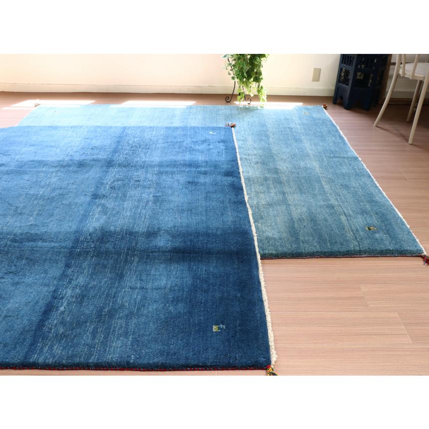 ギャベ ギャッベ イラン産手織り  243x203cm 無地　シンプルなブルーグラデーション | ブランド登録なし | 15