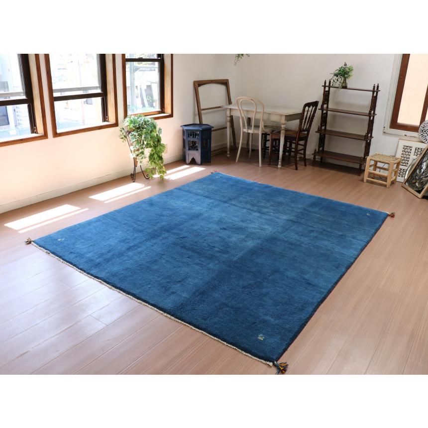 ギャベ ギャッベ イラン産手織り  243x203cm 無地　シンプルなブルーグラデーション | ブランド登録なし | 01