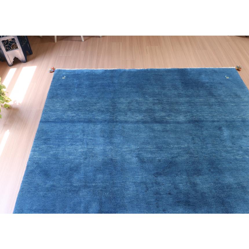 ギャベ ギャッベ イラン産手織り  243x203cm 無地　シンプルなブルーグラデーション | ブランド登録なし | 02