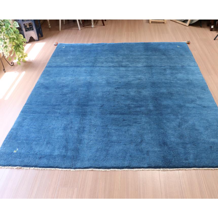 ギャベ ギャッベ イラン産手織り  243x203cm 無地　シンプルなブルーグラデーション | ブランド登録なし | 03