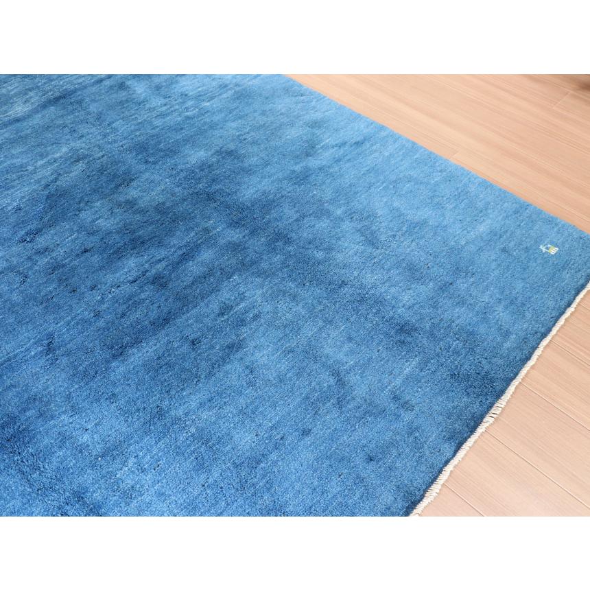 ギャベ ギャッベ イラン産手織り  243x203cm 無地　シンプルなブルーグラデーション | ブランド登録なし | 04
