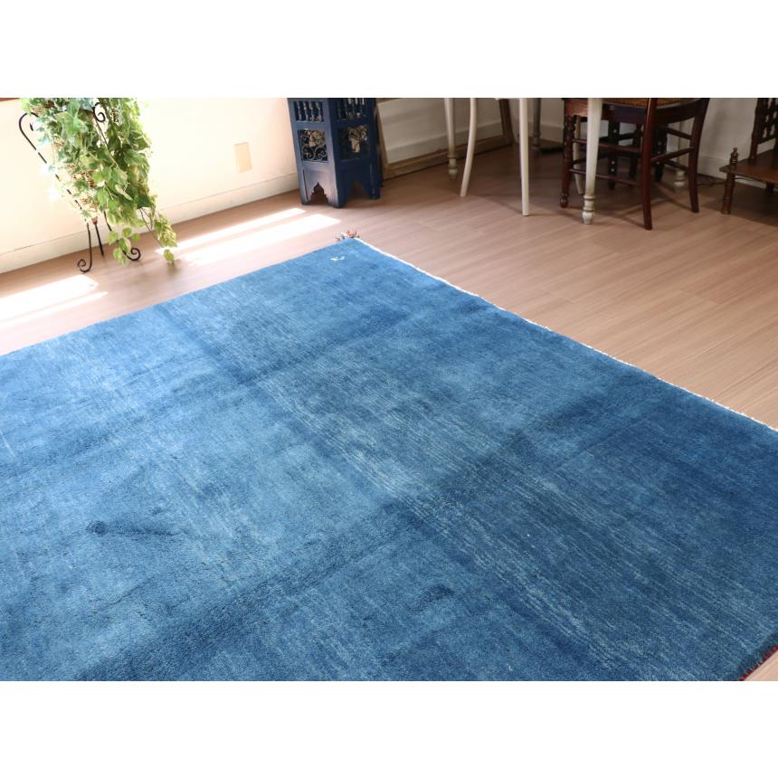 ギャベ ギャッベ イラン産手織り  243x203cm 無地　シンプルなブルーグラデーション | ブランド登録なし | 05