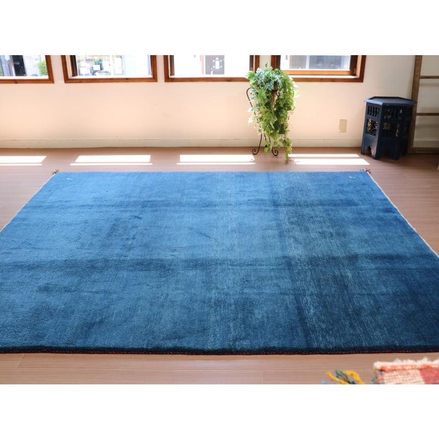 ギャベ ギャッベ イラン産手織り  243x203cm 無地　シンプルなブルーグラデーション | ブランド登録なし | 07