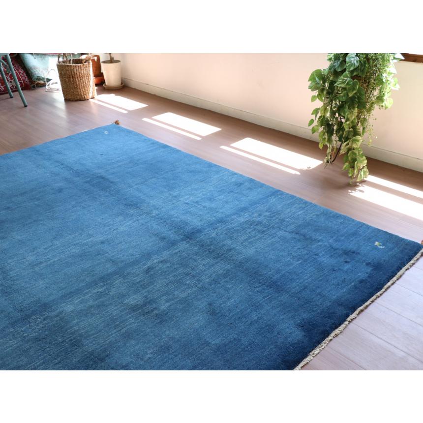 ギャベ ギャッベ イラン産手織り  243x203cm 無地　シンプルなブルーグラデーション | ブランド登録なし | 08