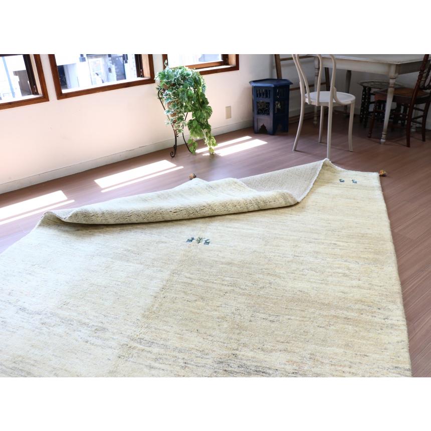 ギャベ ギャッベ イラン産手織り  242x200cm ナチュラルアイボリー　無地　シンプル　動物モチーフ | ブランド登録なし | 12