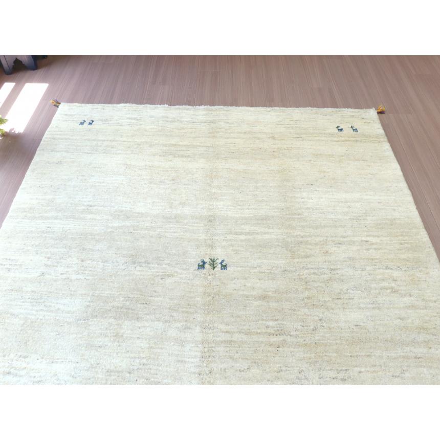 ギャベ ギャッベ イラン産手織り  242x200cm ナチュラルアイボリー　無地　シンプル　動物モチーフ | ブランド登録なし | 02