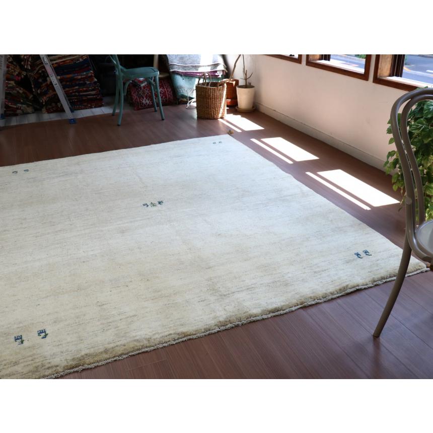 ギャベ ギャッベ イラン産手織り  242x200cm ナチュラルアイボリー　無地　シンプル　動物モチーフ | ブランド登録なし | 06
