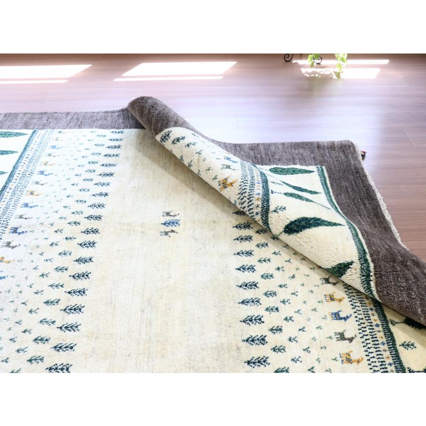 ギャベ ギャッベ  遊牧民の手織りラグ 225x170cm アイボリー/グレー　イトスギの木 | ブランド登録なし | 10