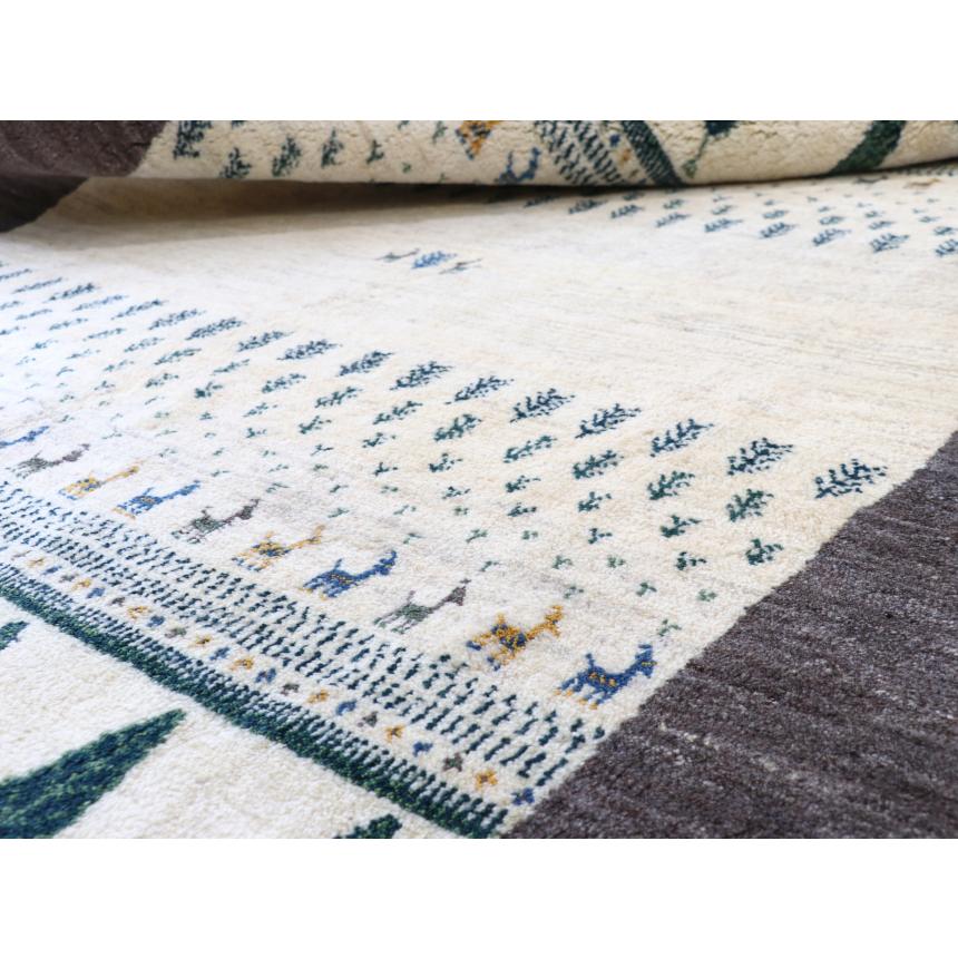 ギャベ ギャッベ  遊牧民の手織りラグ 225x170cm アイボリー/グレー　イトスギの木 | ブランド登録なし | 11