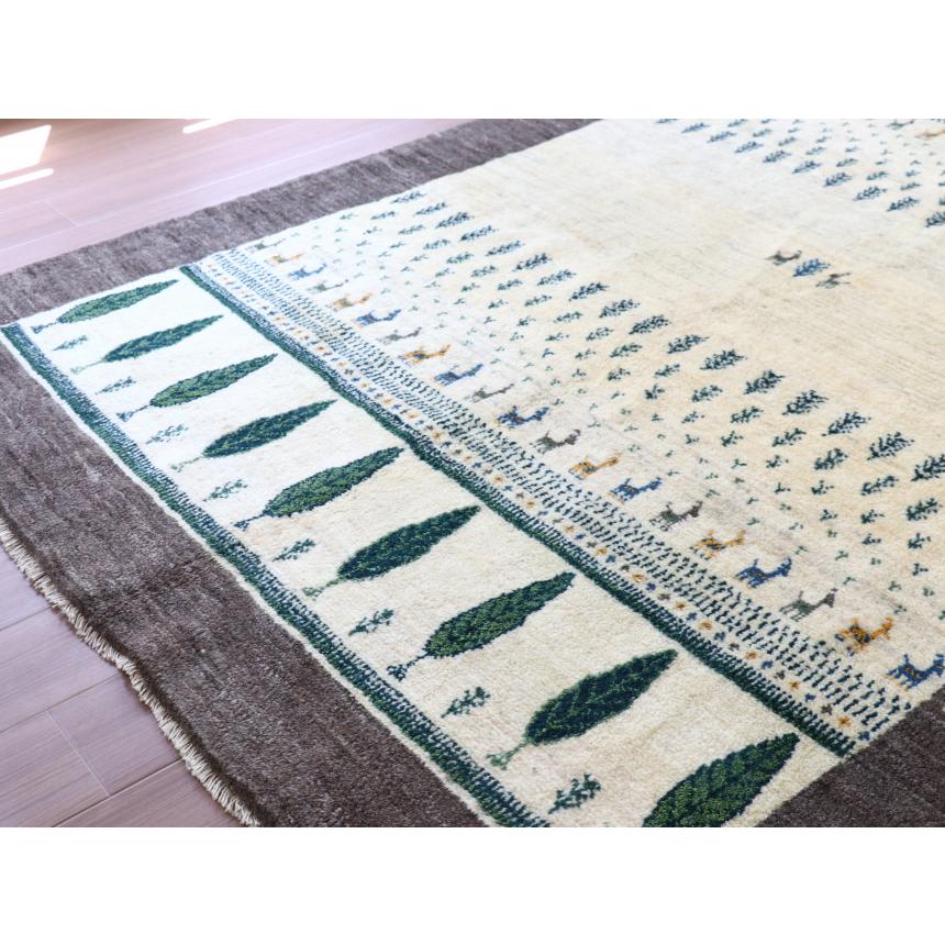 ギャベ ギャッベ  遊牧民の手織りラグ 225x170cm アイボリー/グレー　イトスギの木 | ブランド登録なし | 03