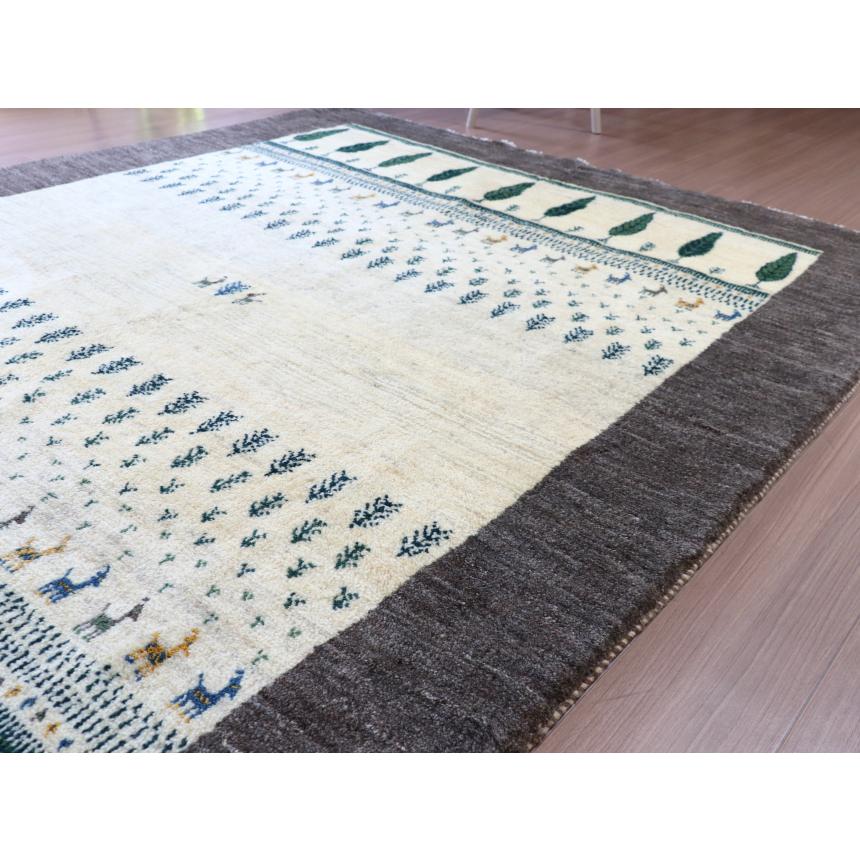 ギャベ ギャッベ  遊牧民の手織りラグ 225x170cm アイボリー/グレー　イトスギの木 | ブランド登録なし | 06