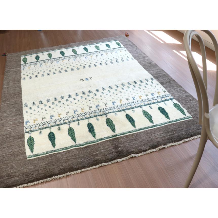 ギャベ ギャッベ  遊牧民の手織りラグ 225x170cm アイボリー/グレー　イトスギの木 | ブランド登録なし | 07