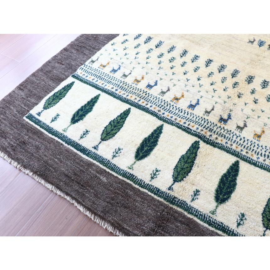 ギャベ ギャッベ  遊牧民の手織りラグ 225x170cm アイボリー/グレー　イトスギの木 | ブランド登録なし | 08
