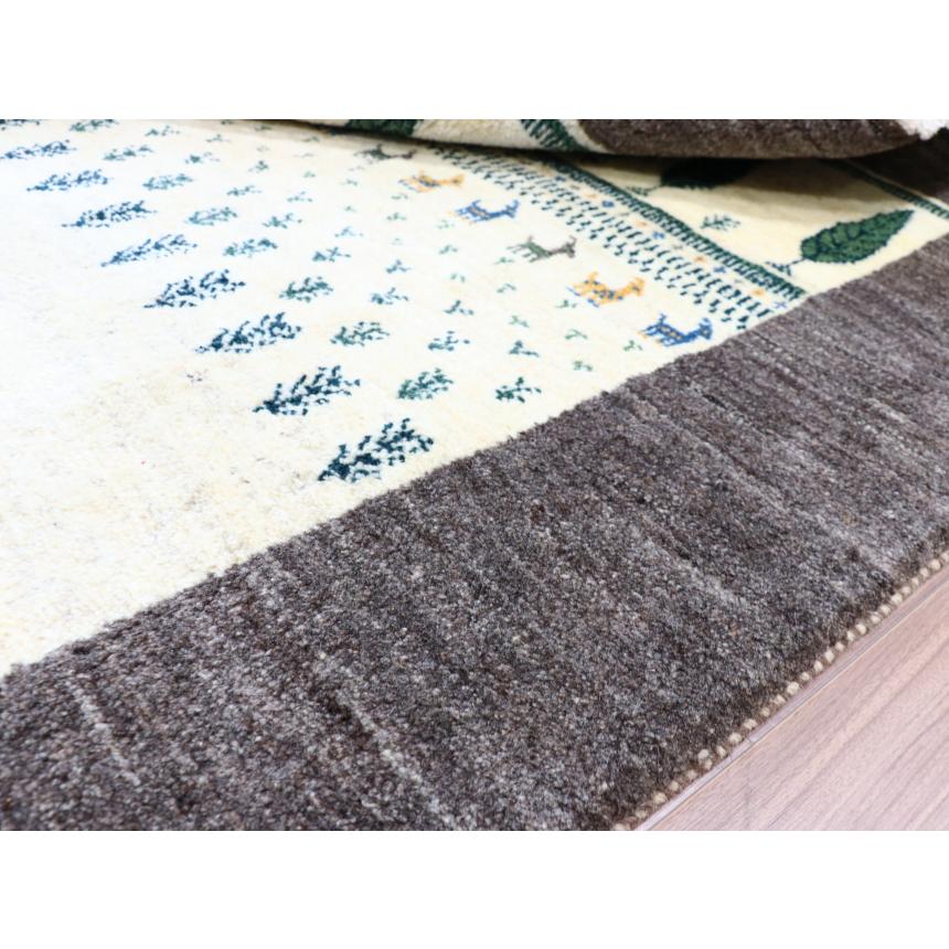 ギャベ ギャッベ  遊牧民の手織りラグ 225x170cm アイボリー/グレー　イトスギの木 | ブランド登録なし | 09