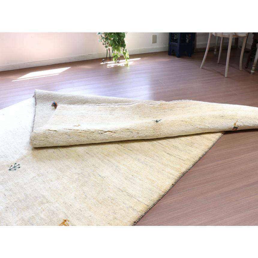 ギャベ ギャッベ イラン産手織り  243x167cm ナチュラルアイボリー　無地　シンプル　動物モチーフ | ブランド登録なし | 11