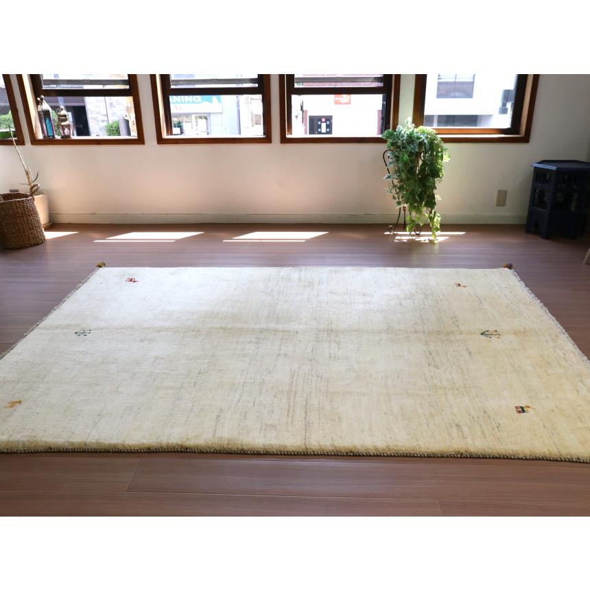 ギャベ ギャッベ イラン産手織り  243x167cm ナチュラルアイボリー　無地　シンプル　動物モチーフ | ブランド登録なし | 04