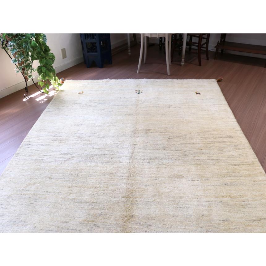ギャベ ギャッベ イラン産手織り  243x167cm ナチュラルアイボリー　無地　シンプル　動物モチーフ | ブランド登録なし | 08