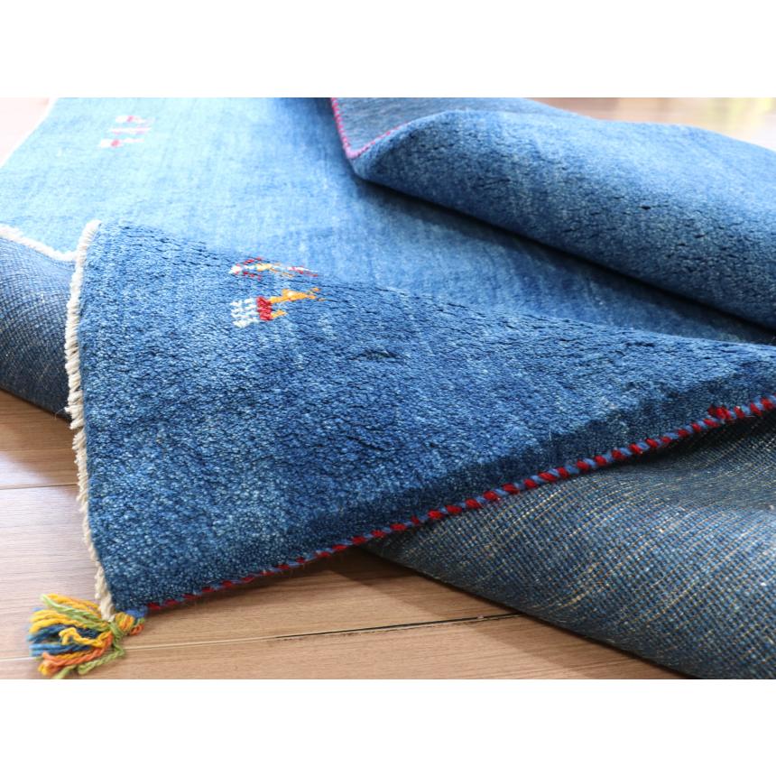 ギャベ ギャッベ イラン産手織り  ブルー　 シンプル　無地 動物モチーフ | ブランド登録なし | 11