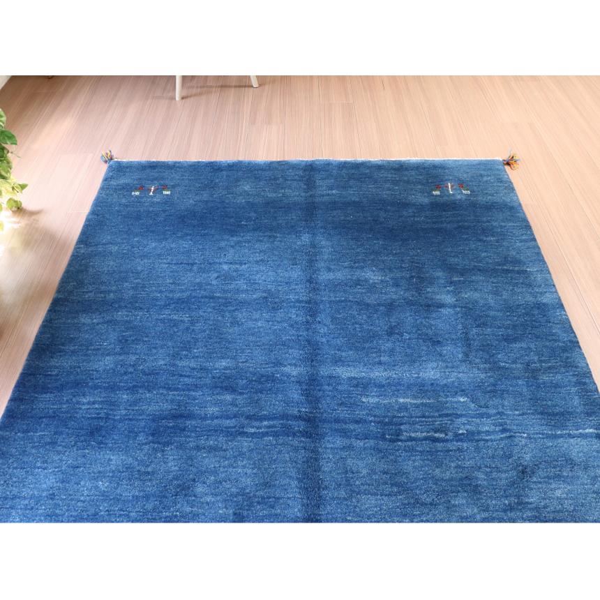 ギャベ ギャッベ イラン産手織り  ブルー　 シンプル　無地 動物モチーフ | ブランド登録なし | 02