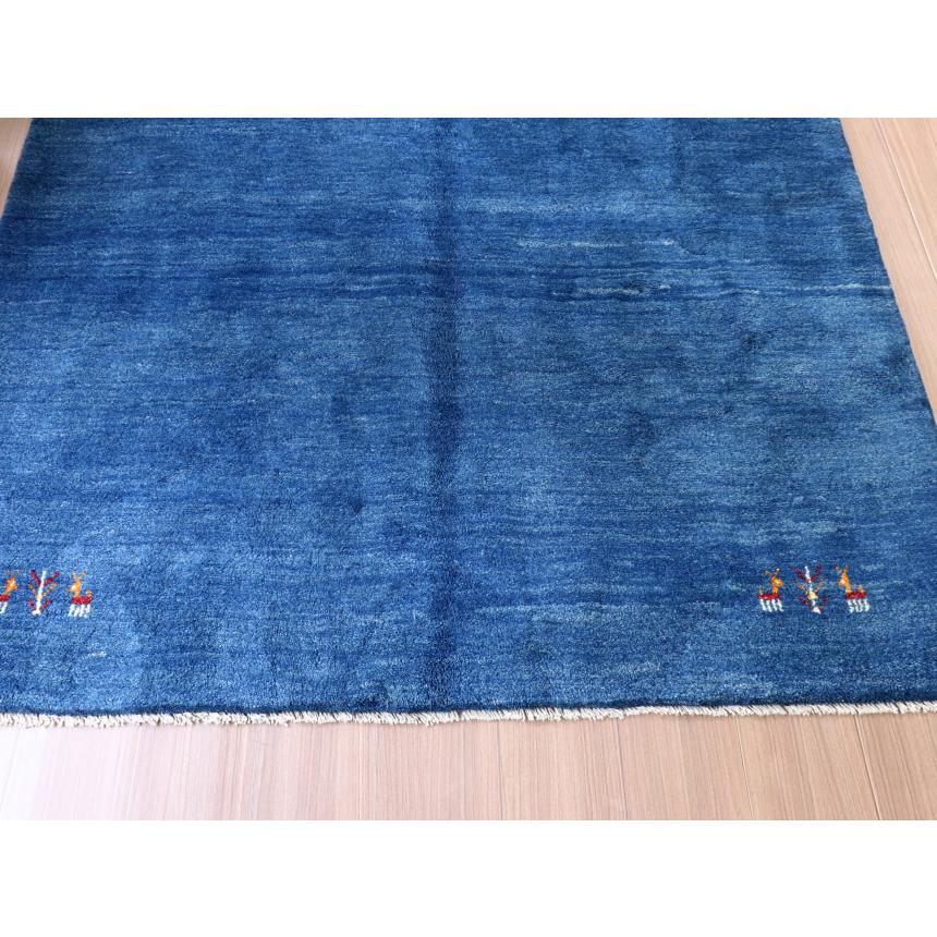 ギャベ ギャッベ イラン産手織り  ブルー　 シンプル　無地 動物モチーフ | ブランド登録なし | 03