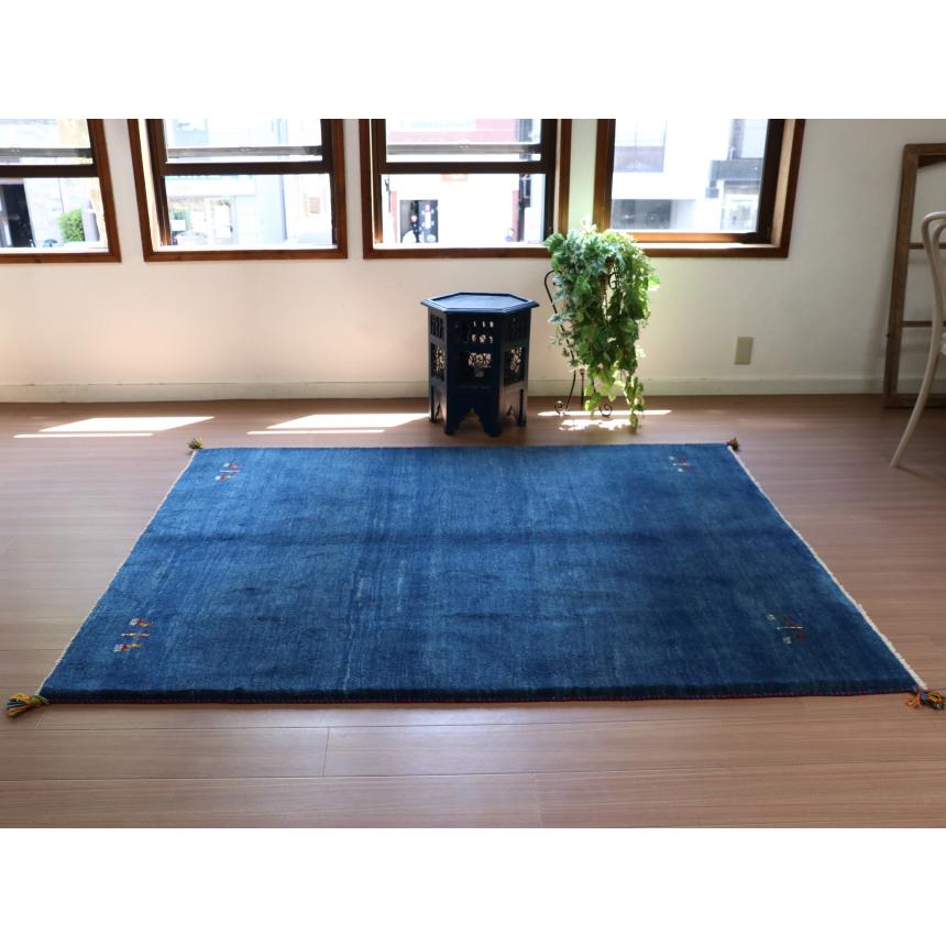 ギャベ ギャッベ イラン産手織り  ブルー　 シンプル　無地 動物モチーフ | ブランド登録なし | 04