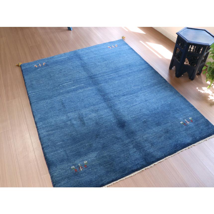 ギャベ ギャッベ イラン産手織り  ブルー　 シンプル　無地 動物モチーフ | ブランド登録なし | 06