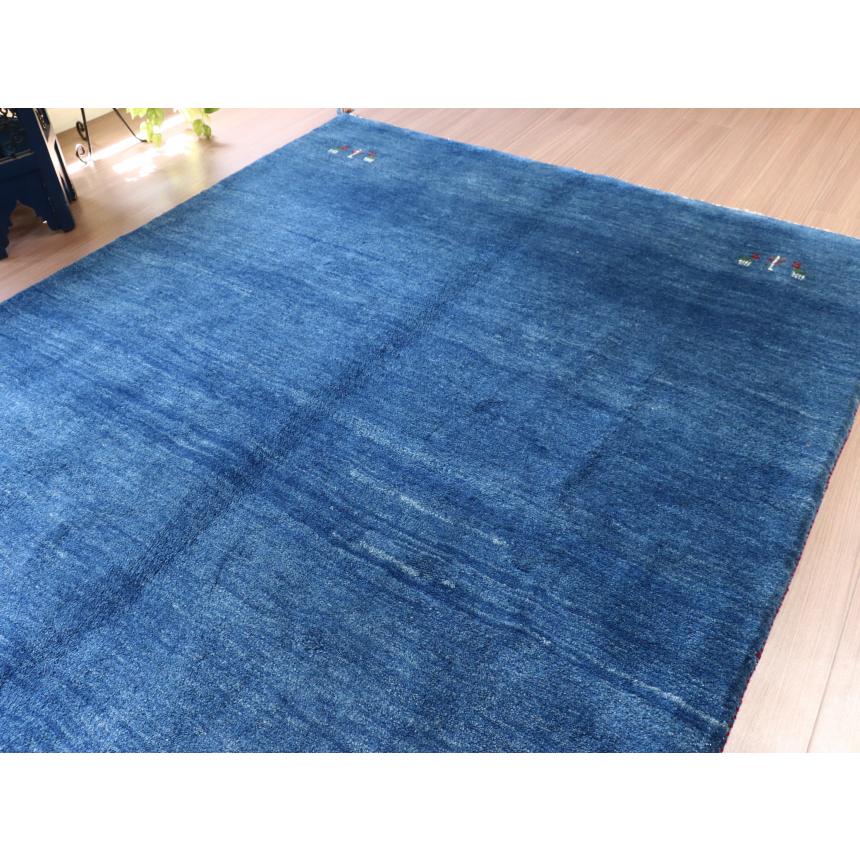 ギャベ ギャッベ イラン産手織り  ブルー　 シンプル　無地 動物モチーフ | ブランド登録なし | 07